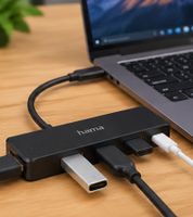 Adaptador multipuerto USB-C 5 en 1 de Hama – Hub USB-C con HDMI 4K, USB-C Power Delivery y 3 puertos USB-A **Producto reacondicionado (B-Ware) – verificado** Negro