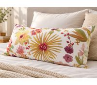 Set of 2 Reversible Renforcé Cotton Pillowcases with Floral Pattern, 40 x 80 cm, Multicolored/White