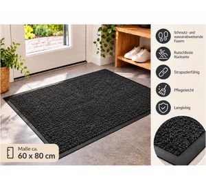 Zerbino VEBE (ca. 60 x 80 cm) con fibre resistenti a sporco e acqua – Negro – **Articolo di seconda scelta (B-Ware) – controllato**