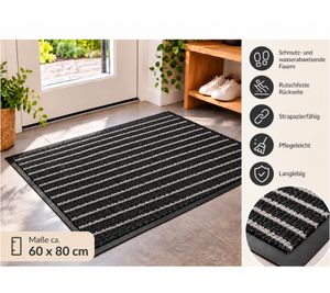 Zerbino VEBE (ca. 60 x 80 cm) con fibre resistenti a sporco e acqua – Negro/blanco  – **Articolo di seconda scelta (B-Ware) – controllato**