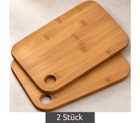 Lot de 2 planches de service KESPER de haute qualité en bambou certifié FSC® – env. 23 x 15 cm – **Produit de second choix (B-Ware) – contrôlé** – Marron