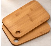 Lot de 2 planches de service KESPER de haute qualité en bambou certifié FSC® – env. 23 x 15 cm – **Produit de second choix (B-Ware) – contrôlé** – Marron