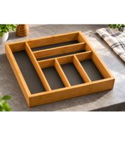 Range-couverts pratique KESPER en bambou certifié FSC®, avec insert extensible pour tiroir – env. 35–58 × 43 × 6,5 cm **Produit de second choix (B-Ware) – contrôlé** – Marron