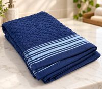 Set of 4 Pure Cotton Terry Guest Towels with a Modern Pattern, approx. 30 x 50 cm, Blue