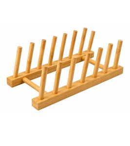 Practical KESPER plate rack made of FSC®-certified bamboo for space-saving plate storage **B-stock – inspected** Brown
