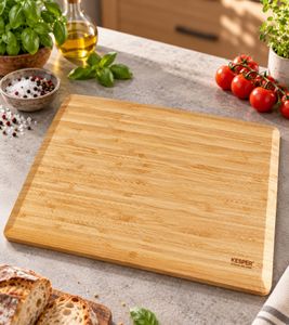 Large KESPER Cutting Board Made from FSC®-Certified Bamboo with Bevelled Edges, Durable Kitchen Chopping Board for Food Preparation approx. 40 × 30 × 1.5cm **B-Grade – tested** Brown