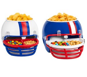 American Football Snack Helmet – 4-piece snack bowl set for chips, dips, and sweets. Get ready for the 2027 Super Bowl—available in White/Red/Blue or Blue/Red/White.