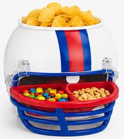 Casco porta-snack per football americano – Set di 4 ciotole per patatine, salse e dolci. Preparati per il Super Bowl 2027! Disponibile nelle combinazioni di colori bianco/rosso/blu o blu/rosso/bianco.