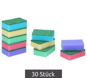 30 Pieces Dirt Devil Scouring Sponges, Heavy-Duty Cleaning Sponges with Scouring Side for Kitchens, Dishes, Pots & Household Cleaning approx. 8.5 × 5.5 × 2.5cm **B-Grade – tested** Multicoloured