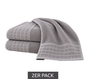 Set of 2 pure cotton terry bath towels, approx. 70 x 130 cm, grey