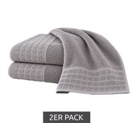 Set de 2 toallas de ducha de rizo, 100 % algodón, aprox. 70 x 130 cm, color gris
