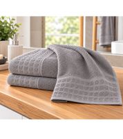 Set de 2 toallas de ducha de rizo, 100 % algodón, aprox. 70 x 130 cm, color gris