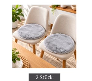 Set de 2 cojines de asiento de piel sintética Andiamo, aprox. Ø 40 cm, con superficie suave, cojines para silla, accesorio para el hogar, color gris