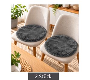 Set de 2 cojines de asiento de piel sintética Andiamo, aprox. Ø 40 cm, con superficie suave, cojines para silla, accesorio para el hogar, color antracita
