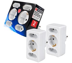 Set of 2 HEDURA 3-way socket adapters for more connection options – **B-stock (returned goods) – inspected** – White