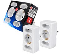 Set of 2 HEDURA 3-way socket adapters for more connection options – **B-stock (returned goods) – inspected** – White