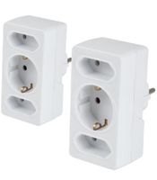 Set of 2 HEDURA 3-way socket adapters for more connection options – **B-stock (returned goods) – inspected** – White
