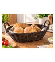 Practical KESPER bread and fruit basket made of durable woven plastic, breakfast basket, 29 × 18 × 13 cm **B-stock – inspected**, dark brown