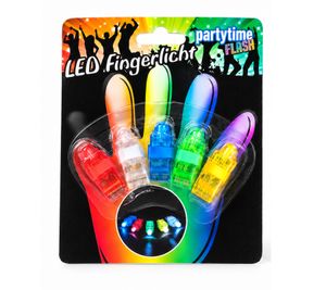 partytime Flash LED Finger Light with 5 Colourful LED Lights Including 3 × 1.5V AG3 Batteries, Glowing Party Lights for Concerts, Festivals & Parties **B-Grade – tested** Multicoloured