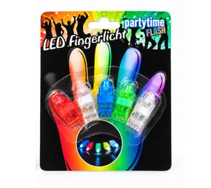 partytime Flash LED Finger Light with 5 Colourful LED Lights Including 3 × 1.5V AG3 Batteries, Glowing Party Lights for Concerts, Festivals & Parties **B-Grade – tested** Multicoloured