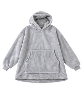 Unisex Oversized Hoodie Blanket – Cozy Hooded Pullover with Kangaroo Pocket – Fluffy Pullover for Men & Women, Light Gray