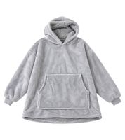 Unisex Oversized Hoodie Blanket – Cozy Hooded Pullover with Kangaroo Pocket – Fluffy Pullover for Men & Women, Light Gray
