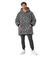 Unisex Oversized Hoodie Blanket – Cozy Hooded Pullover with Kangaroo Pocket – Fluffy Leopard-Print Sweatshirt for Men & Women (Multicolor)