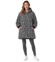 Unisex Oversized Hoodie Blanket – Cozy Hooded Pullover with Kangaroo Pocket – Fluffy Leopard-Print Sweatshirt for Men & Women (Multicolor)