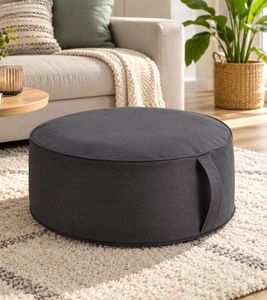 Zeller Pouf (approx. Ø 54 × 26 cm) with carrying handle – Grey home accessory/stool