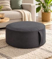 Zeller Pouf (approx. Ø 54 × 26 cm) with carrying handle – Grey home accessory/stool