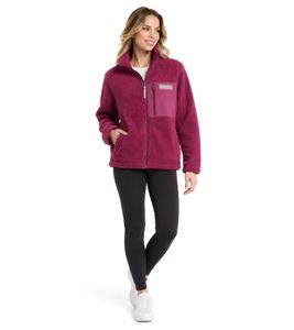 Giacca in pile Sherpa da donna bruno banani, con logo del brand sulla tasca pettorale, modello effetto teddy, colore viola