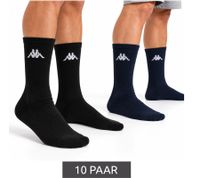 Lot de 10 paires de chaussettes de sport Kappa – Chaussettes type tennis en coton avec logo – Noir/Bleu foncé