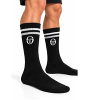 Lot de 10 paires de chaussettes de tennis Sergio Tacchini pour hommes et femmes – Chaussettes de sport en coton avec logo de la marque sur le côté de la tige – Noir / Bleu foncé / Gris