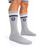 Lot de 10 paires de chaussettes de tennis Sergio Tacchini pour hommes et femmes – Chaussettes de sport en coton avec logo de la marque sur le côté de la tige – Noir / Bleu foncé / Gris
