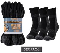 Lot de 3 paires de chaussettes thermiques « Outdoor Worker » de SOCKSWEAR – Chaussettes de travail chaudes contenant de la laine – Noir/Gris