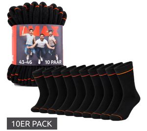 Lot de 10 paires de chaussettes pour hommes DMAX – Coton confortable avec bord-côte doux – Noir