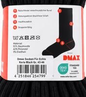 Lot de 10 paires de chaussettes pour hommes DMAX – Coton confortable avec bord-côte doux – Noir