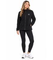 Giacca in pile da donna MAUI SPORTS, giacca per il tempo libero/abbigliamento da casa con logo ricamato, colore nero