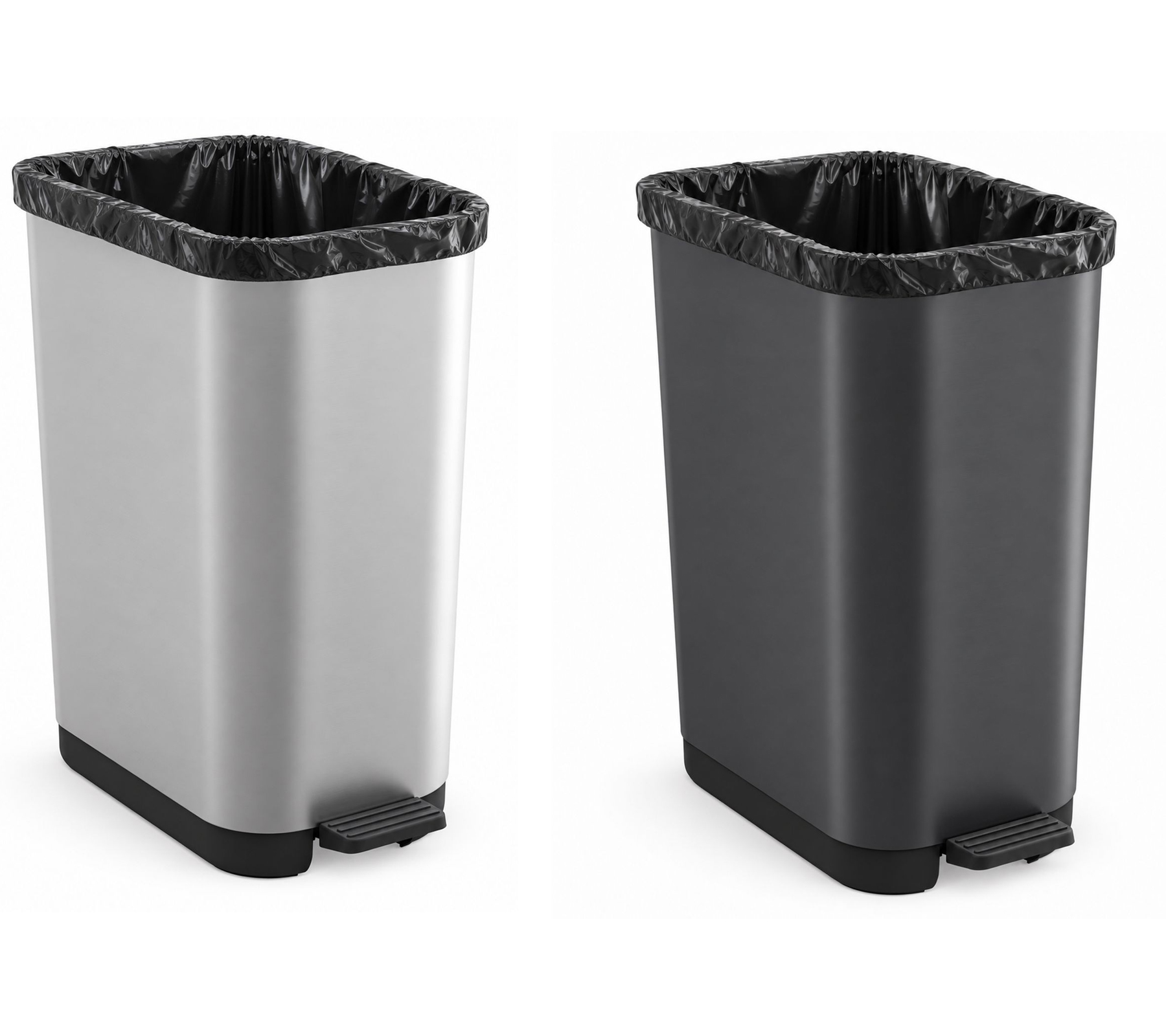 Rotho RIBO Mülleimer 35L ohne Deckel, verstellbarer Halter