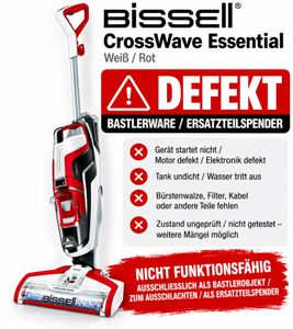 Bissell CrossWave Essential – DÉFECTUEUX / Pour bricoleurs / Pour pièces détachées – non fonctionnel – pièces potentiellement manquantes – Blanc/Rouge