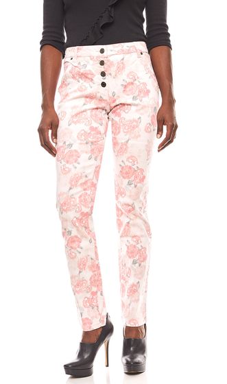 rick cardona pantalon pour femme à fleurs rose